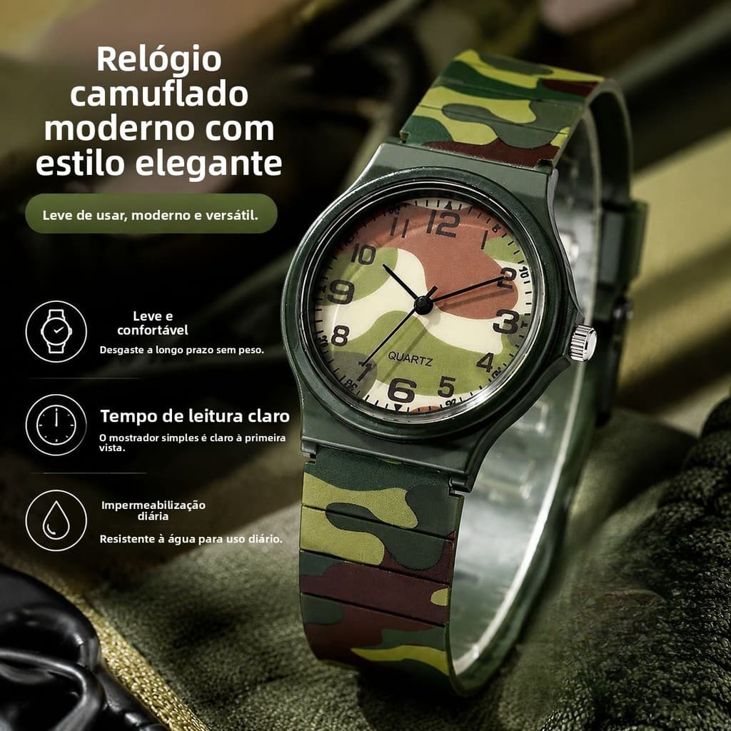 Relógio de quartzo verde exército, ponteiro simples, Design, crianças, estudantes, uso diário Universal