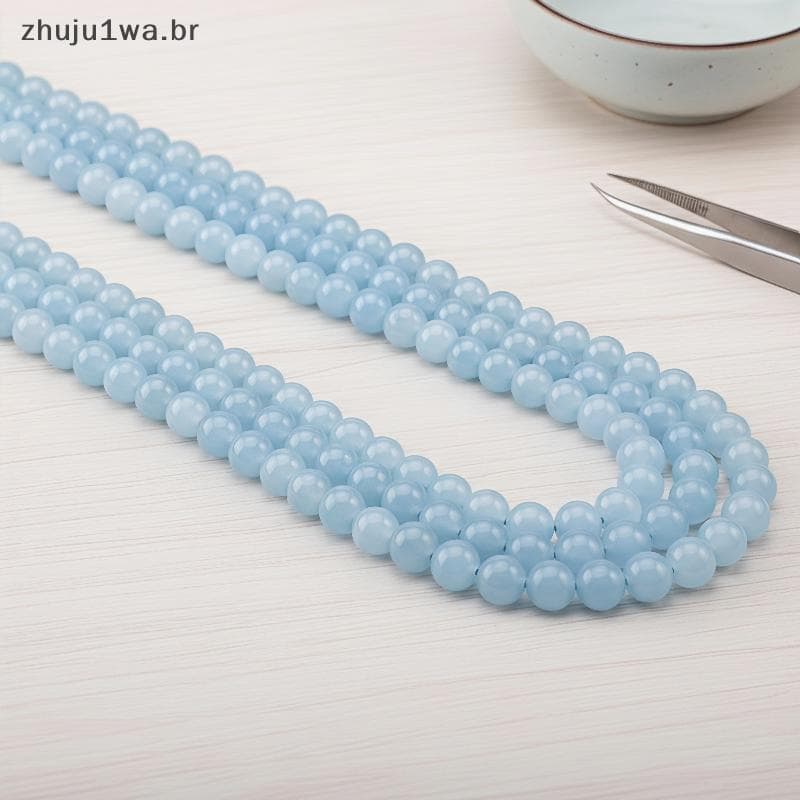 Aquamarine Redondo Azul Contas De Pedra Preciosa Durável De Longa Duração Para Fazer Jóias DIY Nelace Pulseira Hobby Art