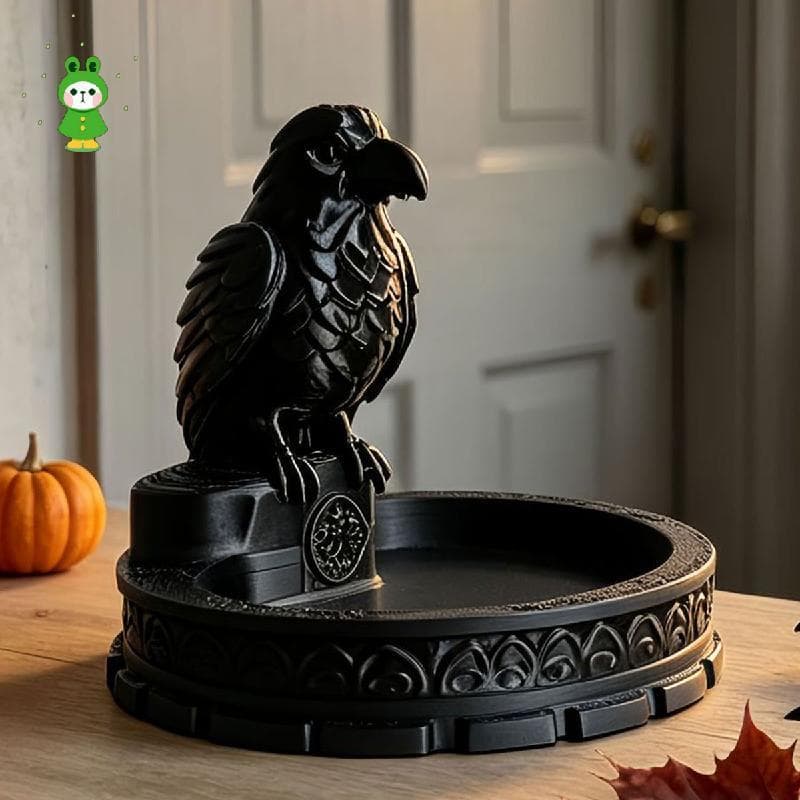 Bandeja De Armazenamento De Corvo Impressa Em 3D , Estilo Nicho Gótico Escuro , Ornamento Decorativo De Mesa Para Joias