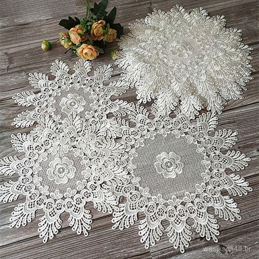 YINFANTEWN Coaster Delicado Toalha De Mesa Branca Tapete De Copo Decoração Guardanapo De Crochê