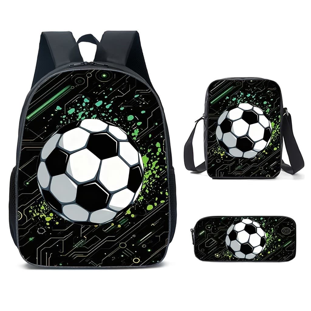 Mochila masculina de três peças, mochila Casual de futebol, bolsa de terno combinada