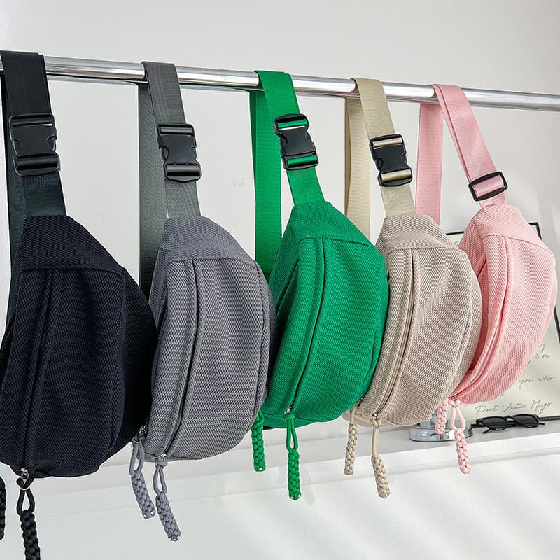 Primavera verão 2024 novo estilo cor sólida malha pequena bolsa de peito bolsa de cintura senhoras bonito na moda japonê