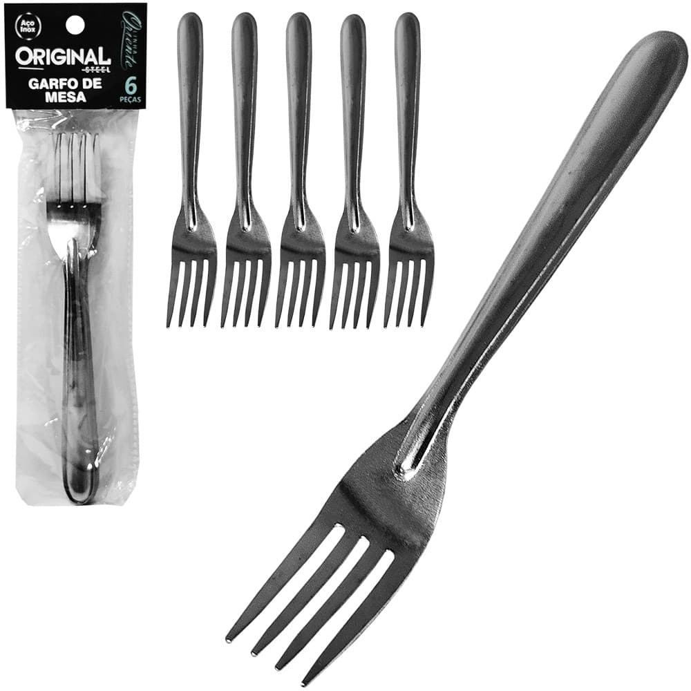 GARFO DE MESA DE INOX TALHER COZINHA ORIENTE 6 PECAS 18CM
