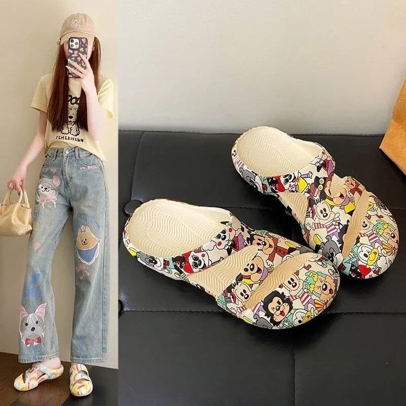 Praia preguiçoso Baotou meia chinelos feminino antiderrapante ins verão ao ar livre Wear casa interior antiderrapante es