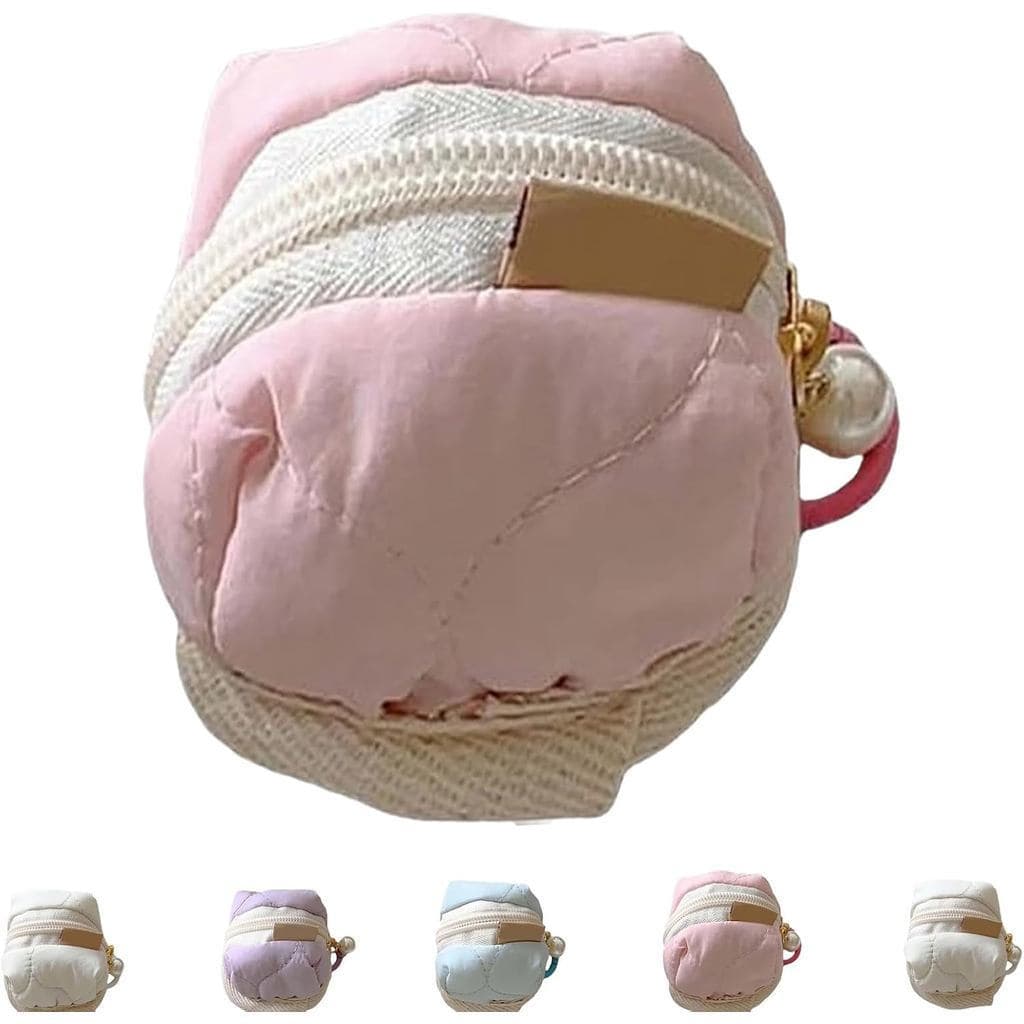 Mini bolsa de moedas de coelho fofa rosa com zíper, chaveiro pequeno de pelúcia macio, adequado para fones de ouvido, ac
