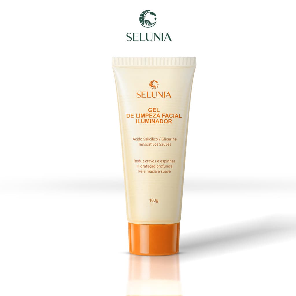Gel de Limpeza Facial Selunia Ácido Salicílico Glicerina Reduz Cravos E Espinhas Pele Oleosa 100g