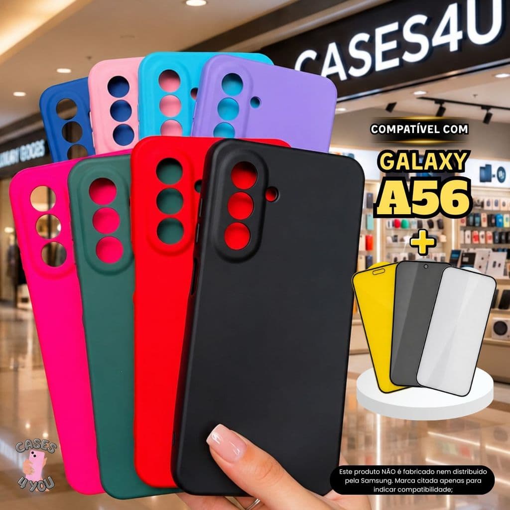 Capa Compatível Com A56 Capinha + Película 3D Cerâmica Privacidade Câmera