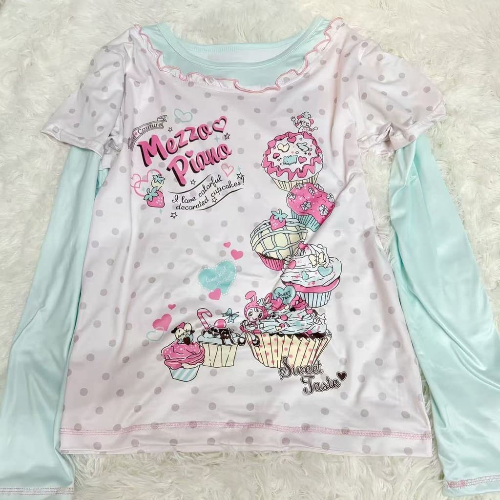 Camiseta Feminina de Manga Longa com Estampa Fofa, Elegante, Doce, Solta 3841 HOBR