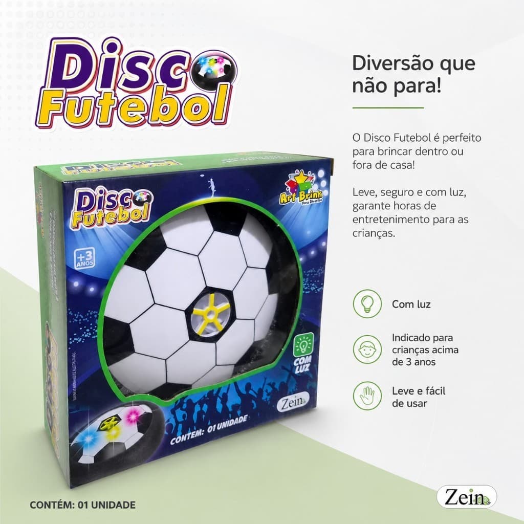 Bola Flutuante de Futebol Infantil - Disco Futebol para Crianças com led piscante