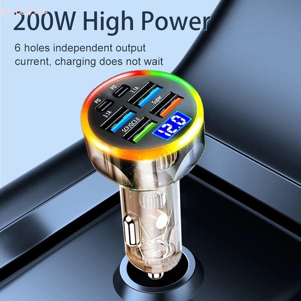 ERICH1 Carregadores De Carro De 6 Portas , Carregador Universal Para Celular De Carregamento Rápido , Adaptador De Tipo