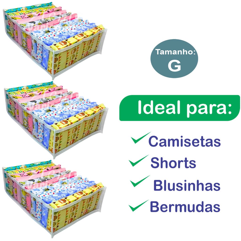 03 Colmeias Organizadora de gavetas  Tamanho "G" / Organizador de Guarda Roupas tamanho "G"