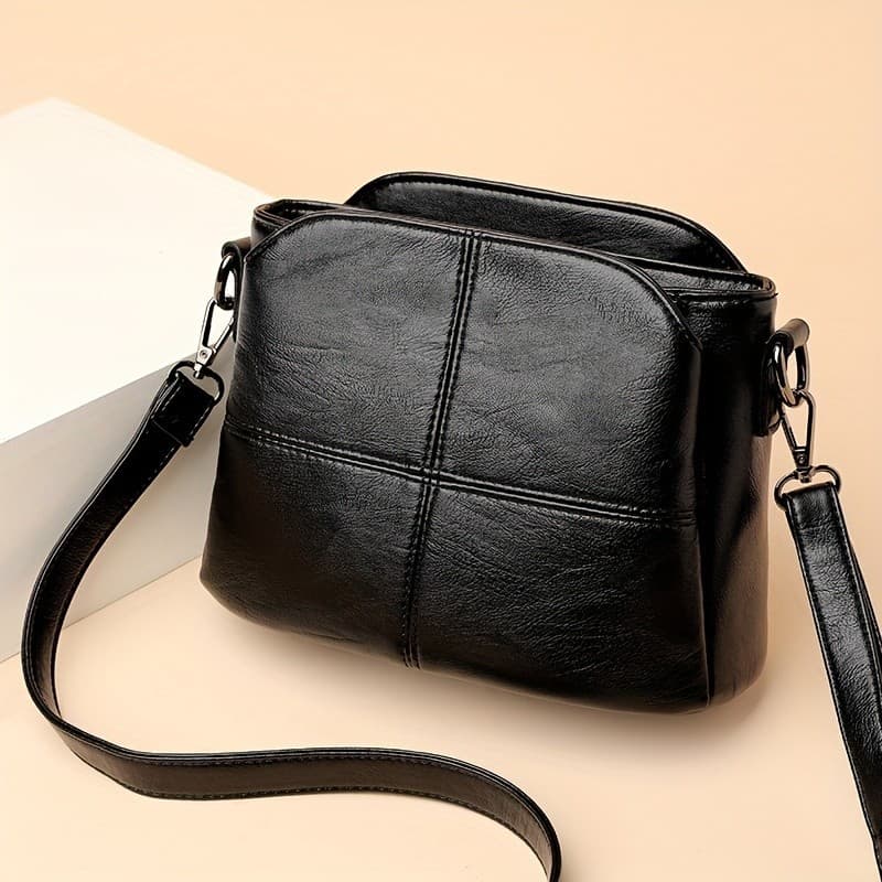 Bolsa mensageiro simples de cor sólida, bolsa de textura texturizada, bolsa de ombro multifuncional clássica e elegante