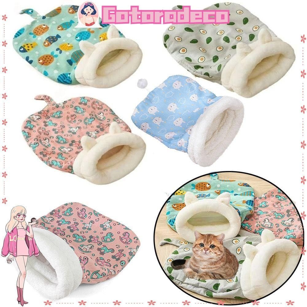 Saco de Dormir para Gato GOTORADECO, Acessórios para Animais de Estimação, Confortável, com Orelhas, Cama Quente E1NY