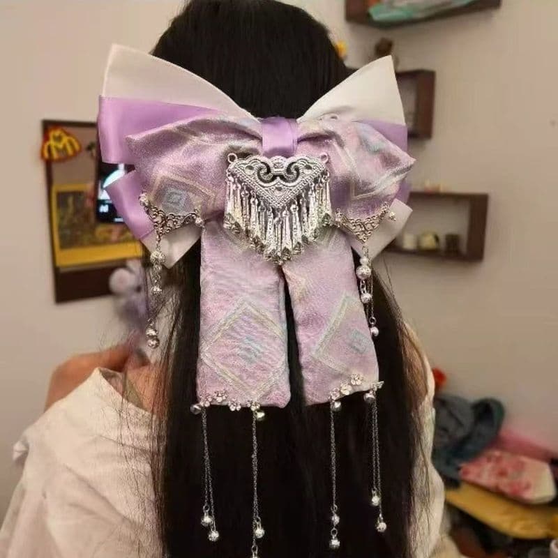 Estoque pronto Guangxi Brocado Genético Africano Puro Feito à Mão Diy Bow Hairpin Hairpin Recursos Étnicos Requintado Pr
