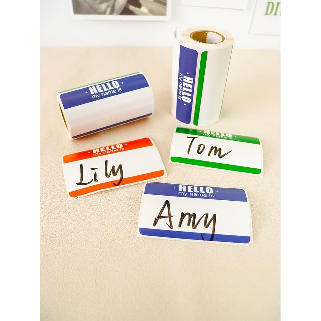 Etiqueta adesiva com nome em branco, etiqueta com nome à prova d'água, classificação de cores grande, autoadesiva, ensin
