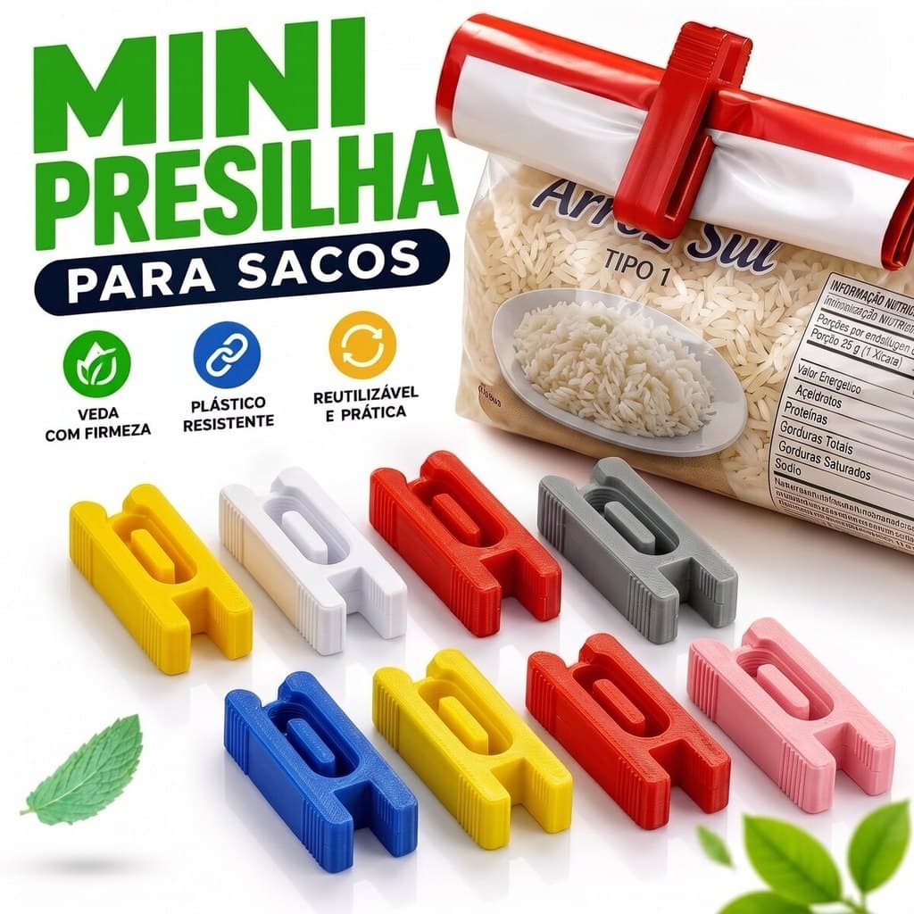 Kit 6/12 Prendedores para Fechar Embalagens Lacre Fácil Segura Sacos de Comida Vedação