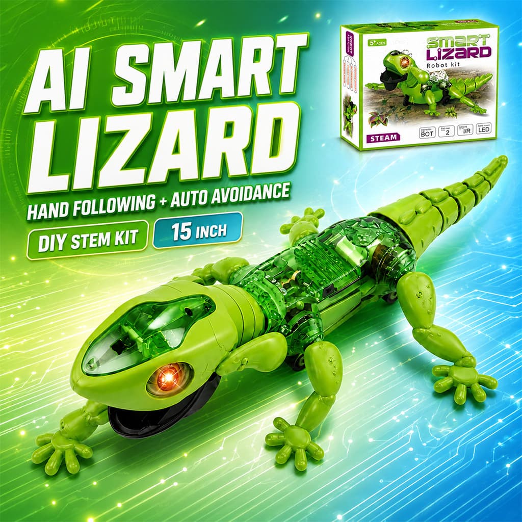 Kit De Construção De Haste DIY De Lagarto Robô Inteligente AI De 15 Polegadas , Acompanhamento Infravermelho Manual , Pr
