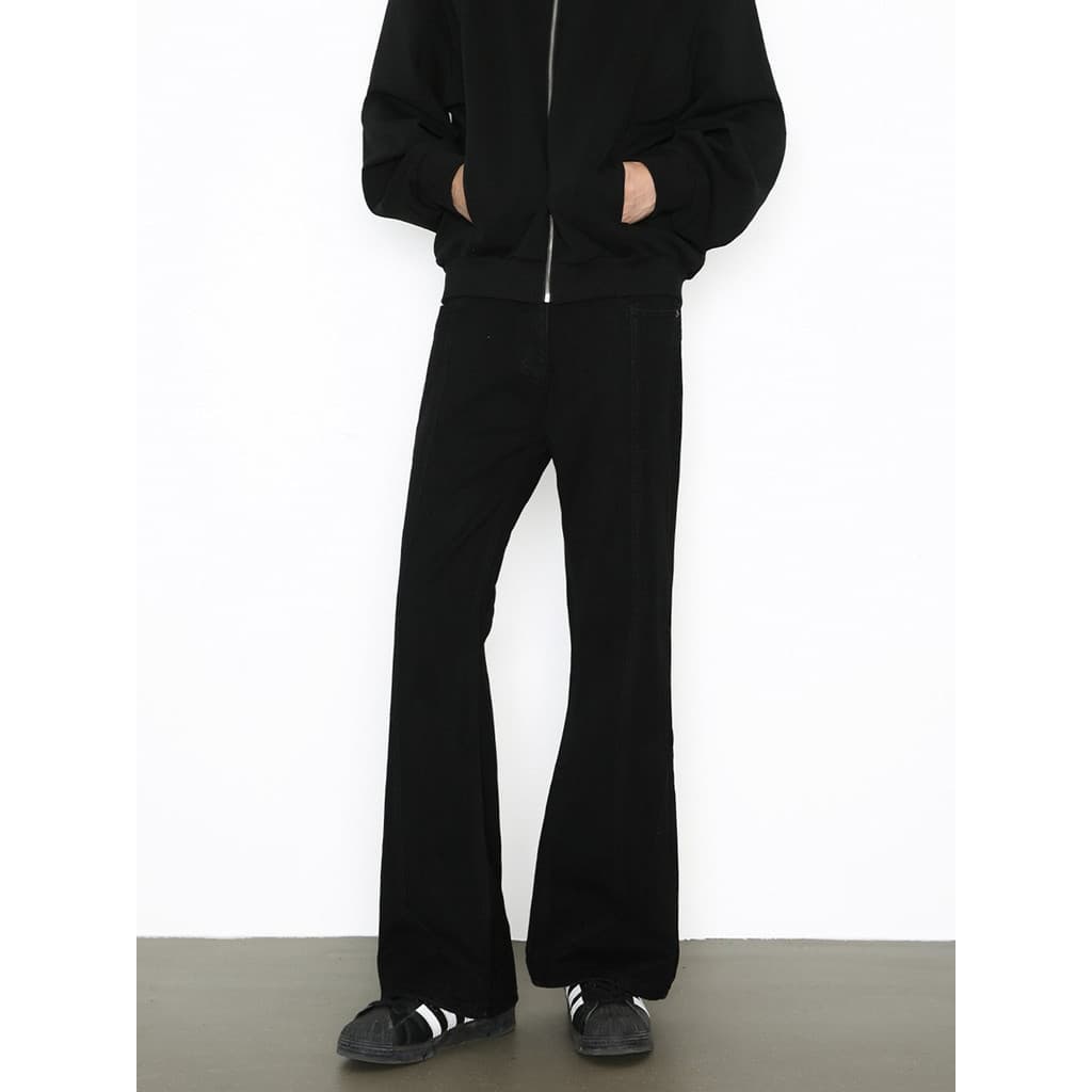 All-Match europeu americano High Street Cleantfit Micro-queimado Jeans masculino preto mais magro olhar Casual solto cal