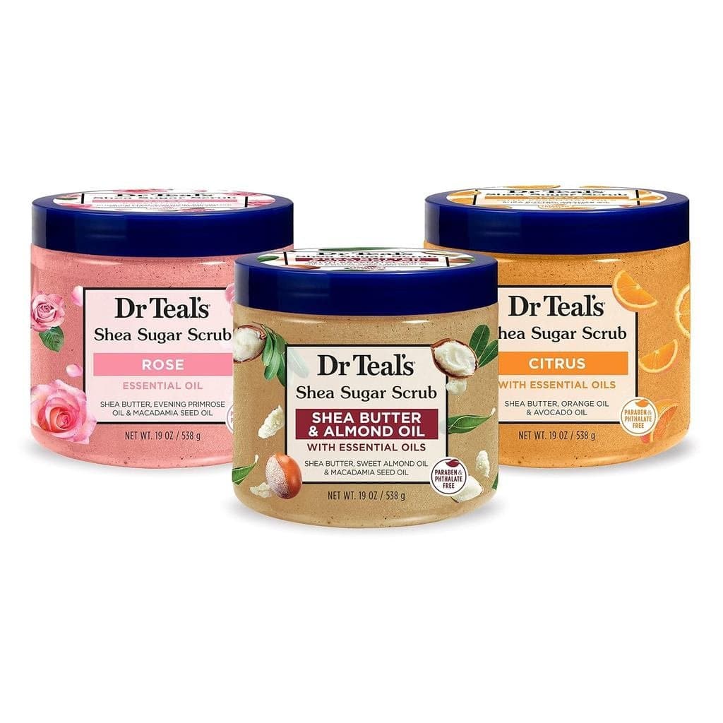 Pacote de Teste do Esfoliante de Açúcar com Manteiga de Karité Dr Teal's, Rosa, Manteiga de Karité, Cítricos 19 oz (Paco