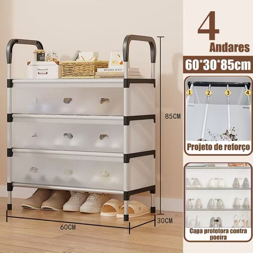 Sapateira 4 Andares  Premium De Porta Organizadora Para Sapatos Organizador Quarto Sapateira.