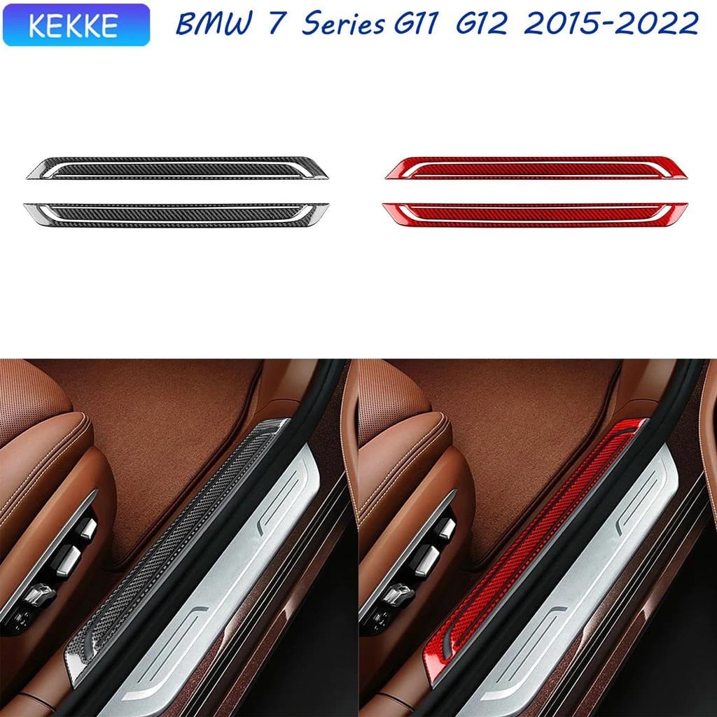 Para BMW Série 7 G11 G12 Acessórios 2015-2022 Interior Limiar Peitorils De Fibra Carbono Guarnição Tira Decalque Auto Ad