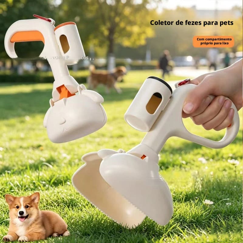 Coletor de resíduos de animais de estimação, coletor portátil de cocô de cachorro, ferramenta de limpeza com saco delixo