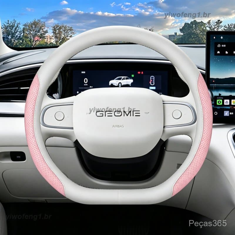 Capa de Volante Para Geely EX2 Couro Sintético Napa Antiderrapante 36-38cm Protetor de Volante Peças365