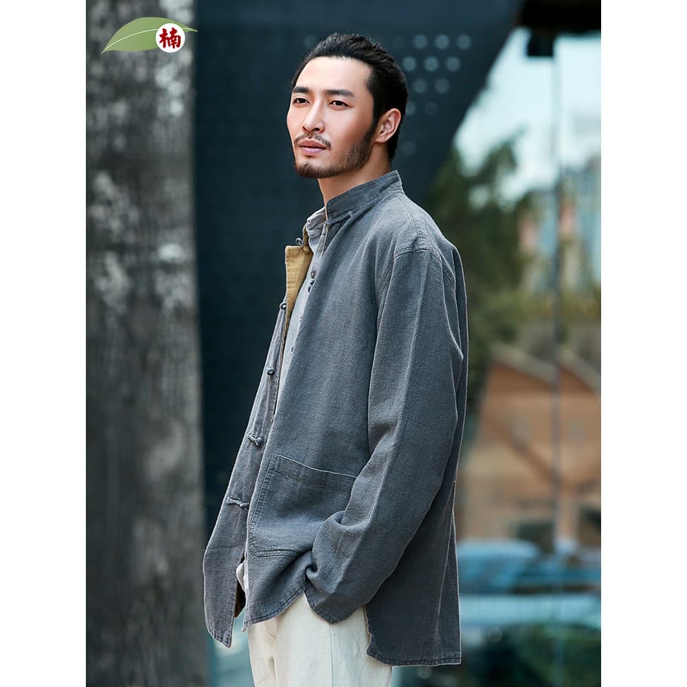 Nan Ma estilo chinês Ramie Tang terno masculino estilo chinês jaqueta Retro primavera Hanfu roupas de montanha chinesa d