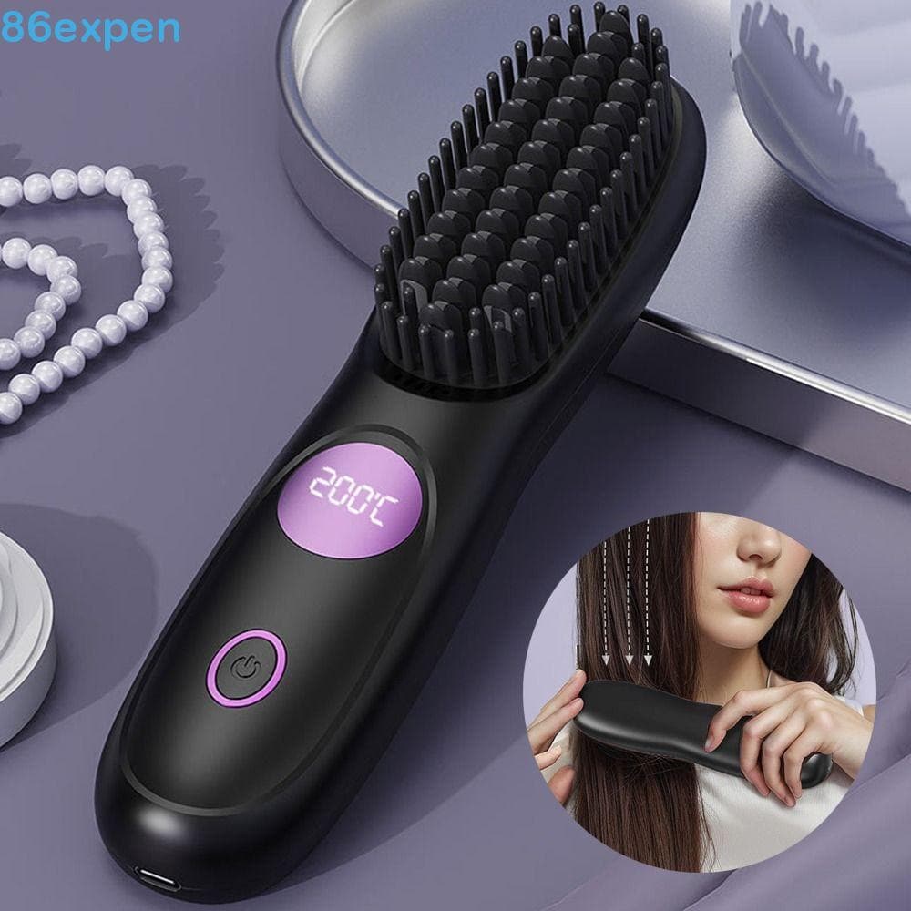 EXPEN1 Alisador De Cabelo Portátil , Escova Alisadora Anti-Queimadura Com Temperatura Ajustável , 3 Configurações De Cal