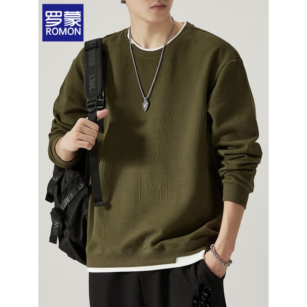 Lomon em torno do pescoço moletom masculino primavera outono 2026 novo estilo na moda solto tamanho grande Casual camisa