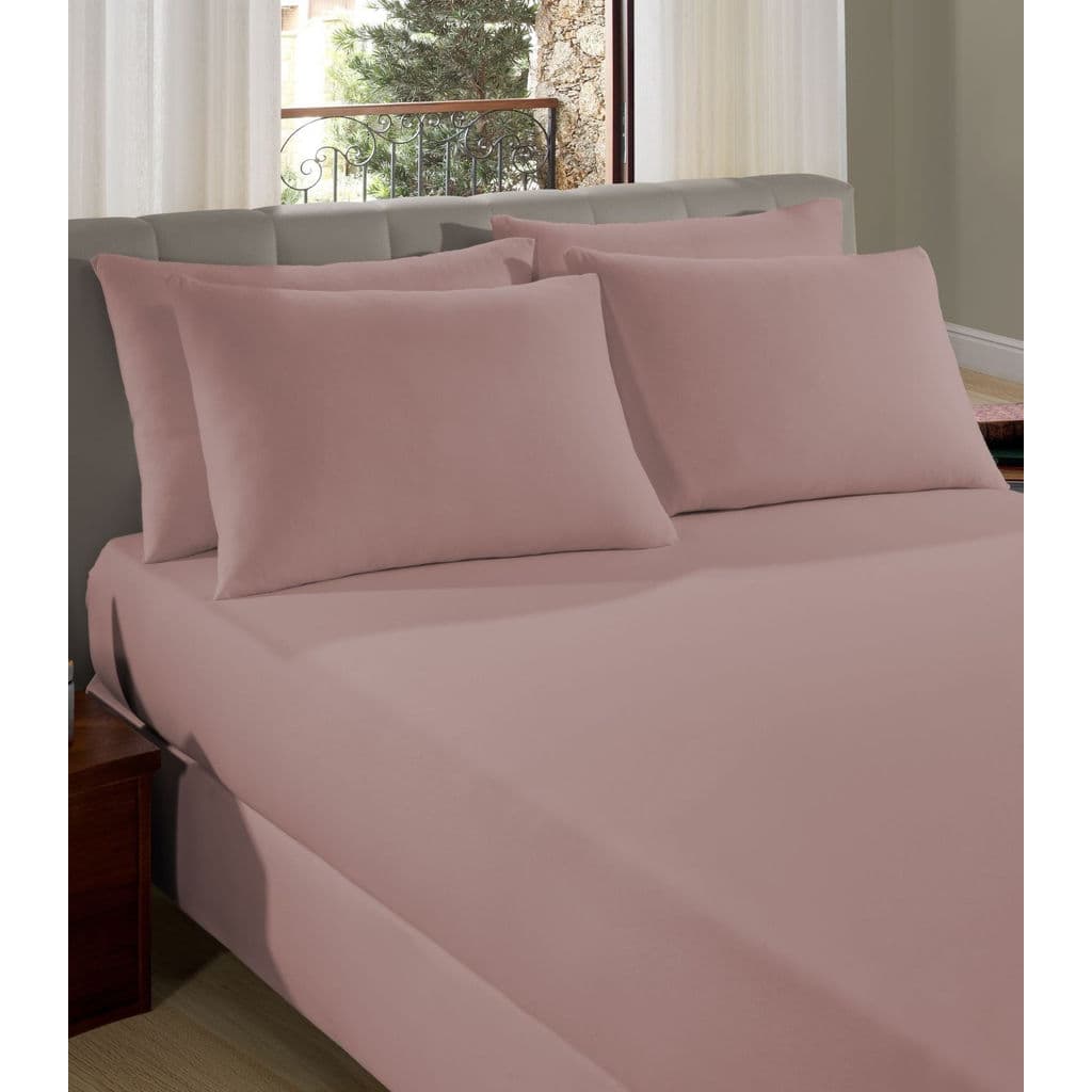 Lençol Liso King de Malha Com Elástico Vivaldi Rosa