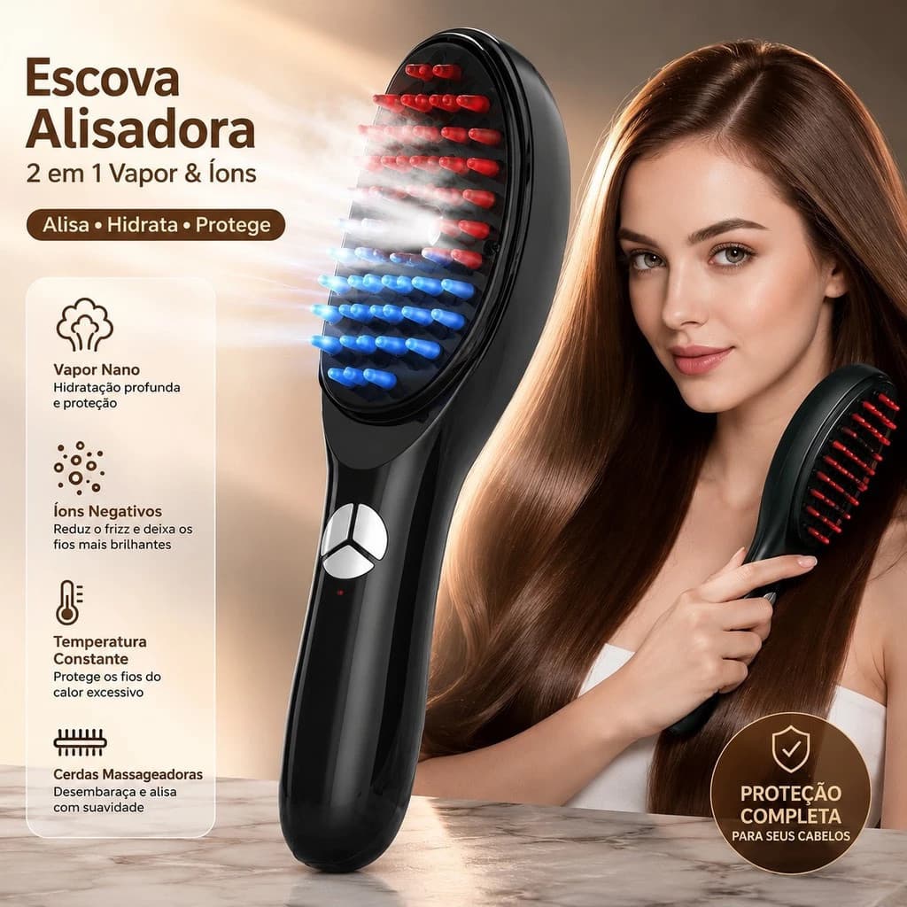 Escova Massageadora com Laser 4 em 1 – Tratamento Capilar e Antiqueda GEEK