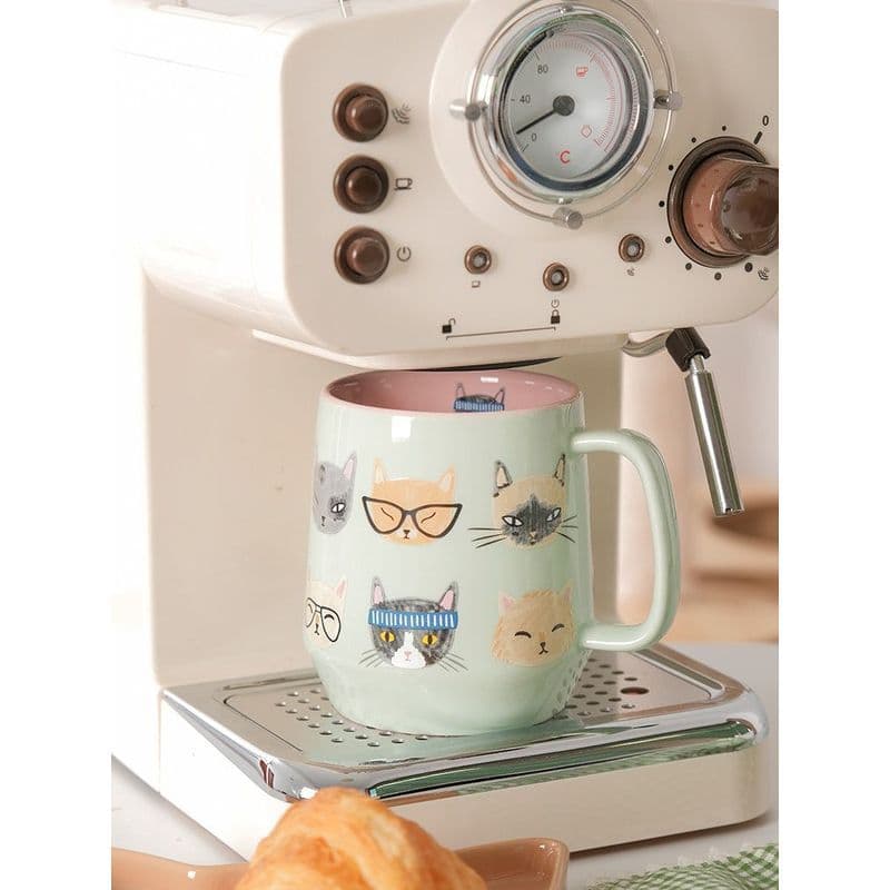 Cat Club Pequeno Fresco Menta Verde Gato Caneca Super Grande Capacidade Copo para Beber Cerâmica
