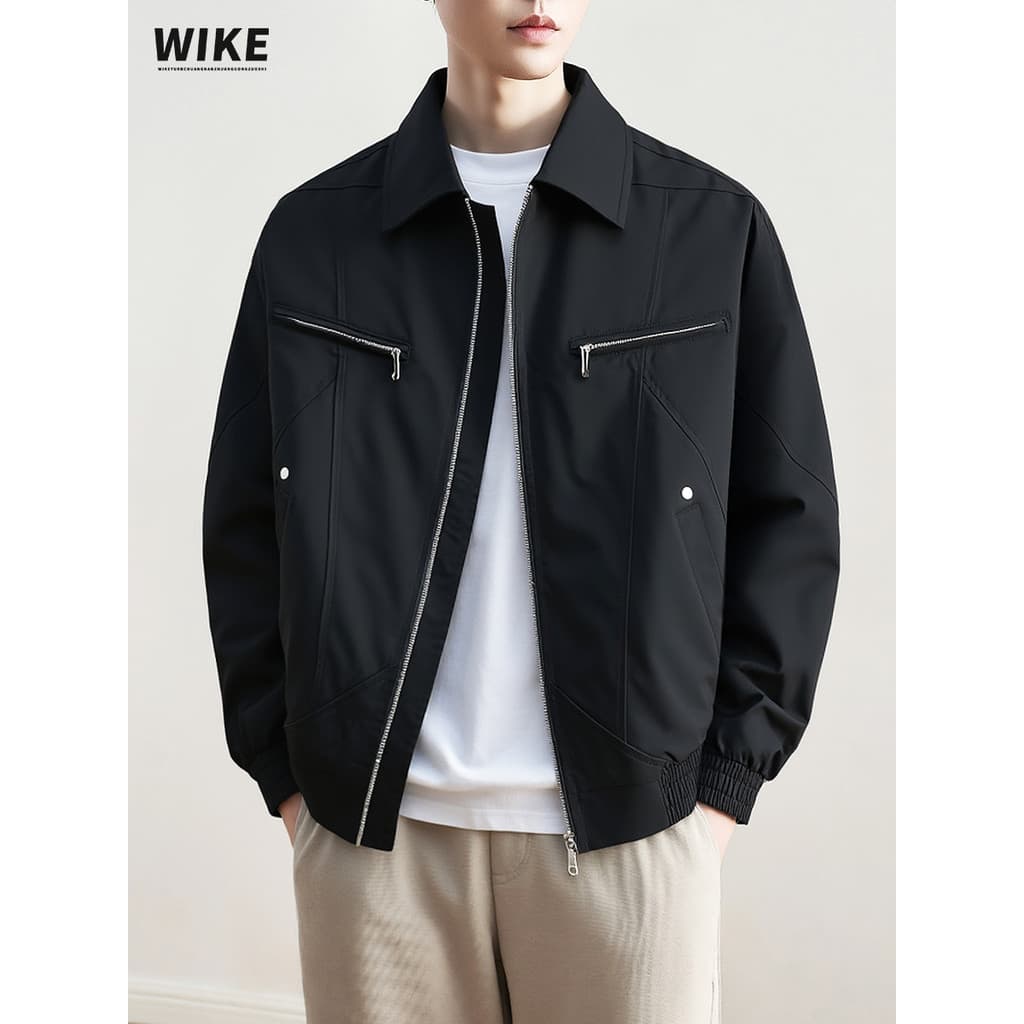 WIKE Original preto lapela jaqueta masculina primavera outono novo estilo solto Street Wear Casual Workwear masculino Pl