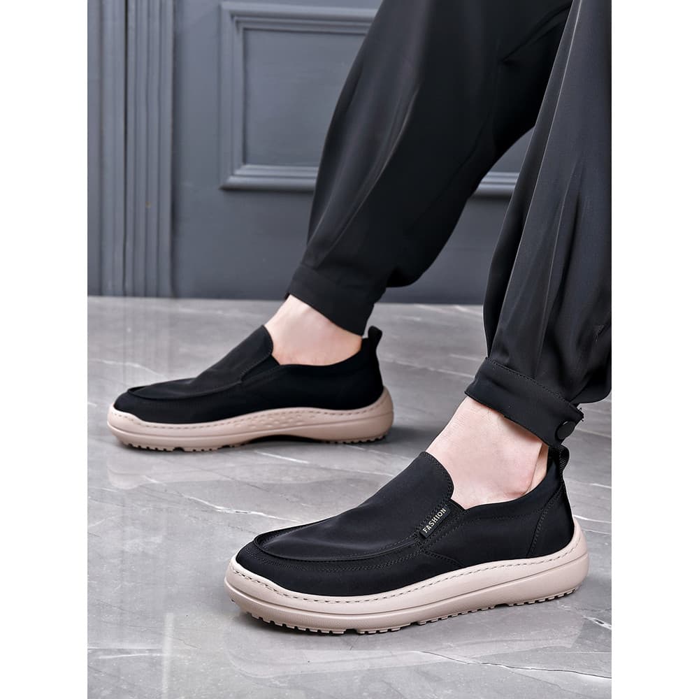 Sapatos de lona masculinos estilo verão sola grossa respirável leve dedo largo estilo japonês ferramentas estilo Preppy