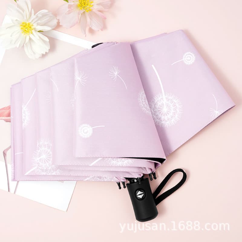 Dandelion dez ossos grande guarda-chuva duplo fresco guarda-sol vinil guarda-sol ensolarado chuva uso Tri-fold feminino