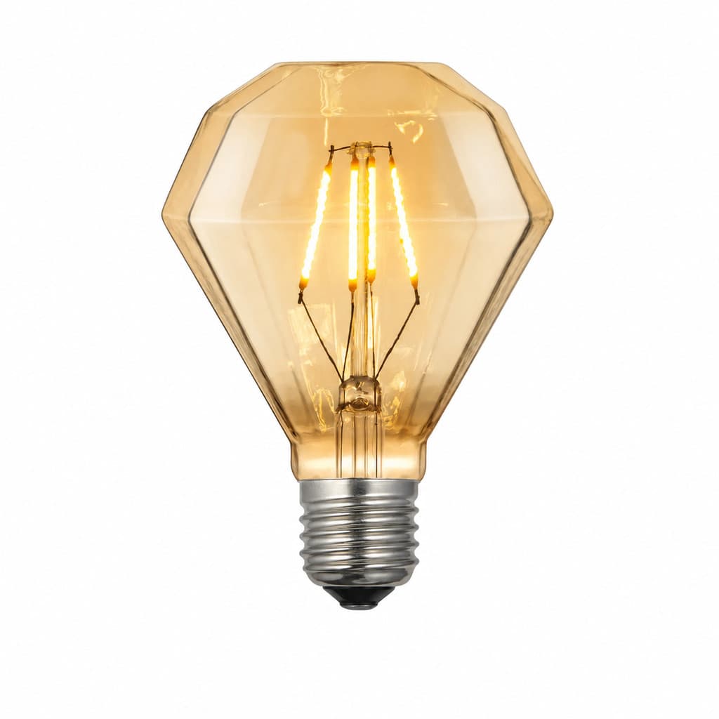 Lâmpada LED Filamento E27 Diamante 4W Luz Amarela Bivolt