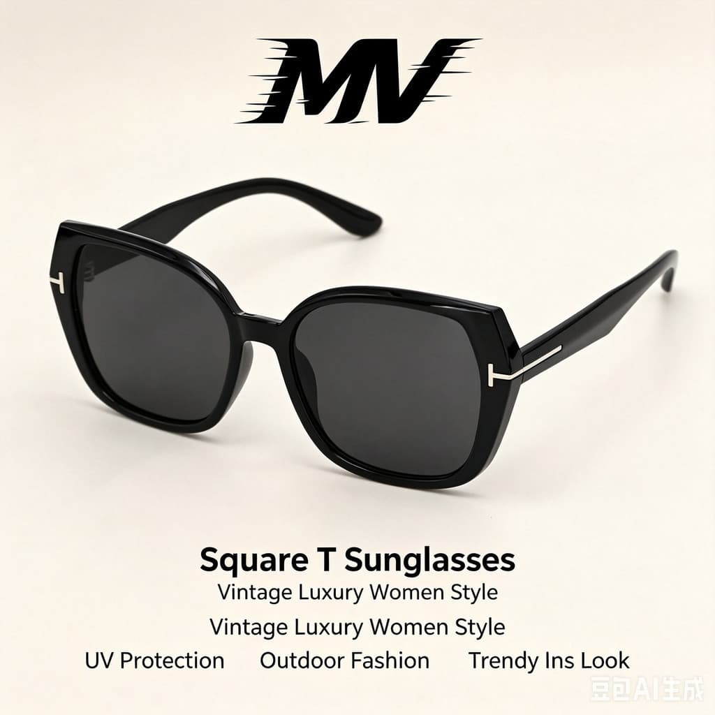 Europeu americano ins quadrado óculos de sol feminino andando em forma de T Retro High-End óculos de sol ao ar livre Ant