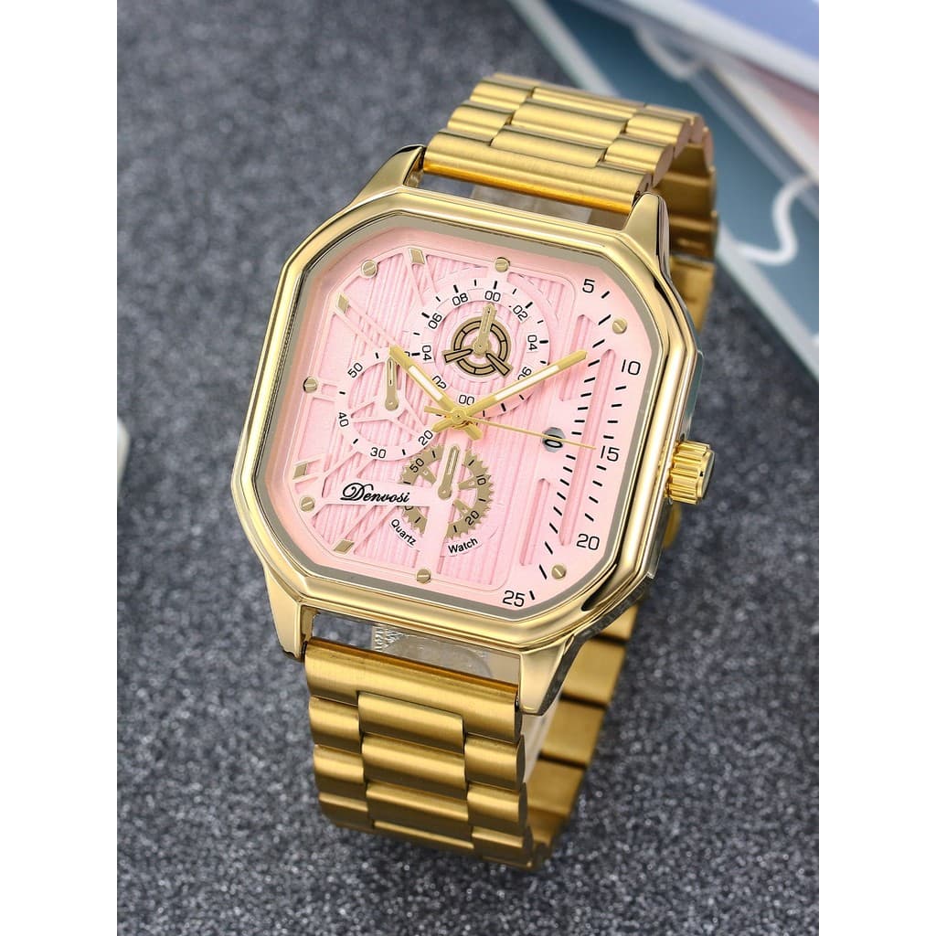 Novo relógio masculino quadrado luminoso à prova dwaterproof água aço banda ponteiro quartzo relógio masculino calendári