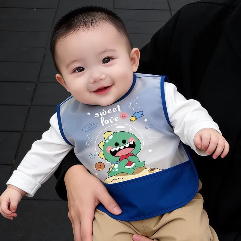 Macacão de bebê babadores para comer crianças verão fino impermeável Anti-sujo babadores de comida complementar sem mang