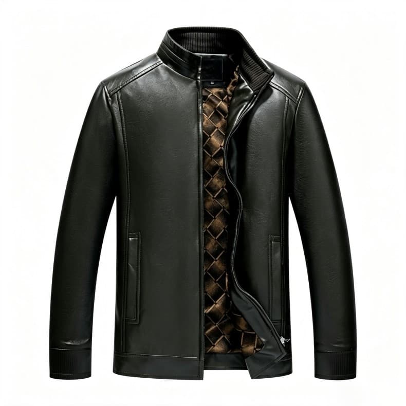 Inverno Roupas Masculinas De Negócios Ovelhas Couro Genuíno Manga Longa Zíper Casual Fino Ajuste Casaco Jaqueta Escritór