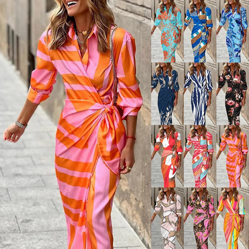 2022 comércio exterior transfronteiriço feminino novo produto moda impressa camisa gola amarrada meados-