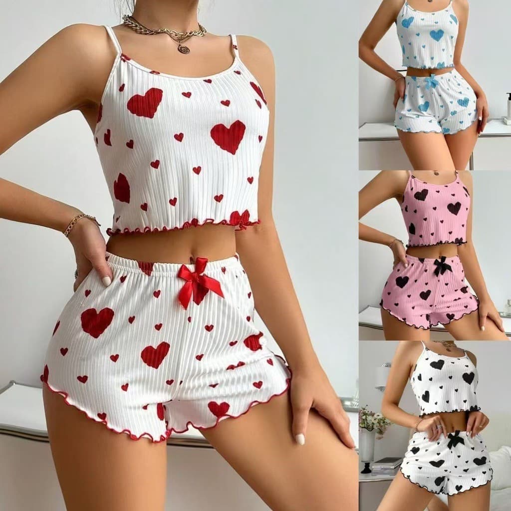 Cereja tentação Cross-Border venda quente Loungewear amor impresso Suspender Shorts Casual pode usar fora das senhoras p