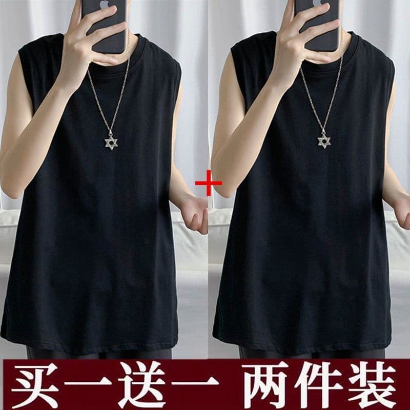 Colete masculino na moda solto ins verão novo estilo Casual sem mangas camiseta estilo Hong Kong simples meninos colete