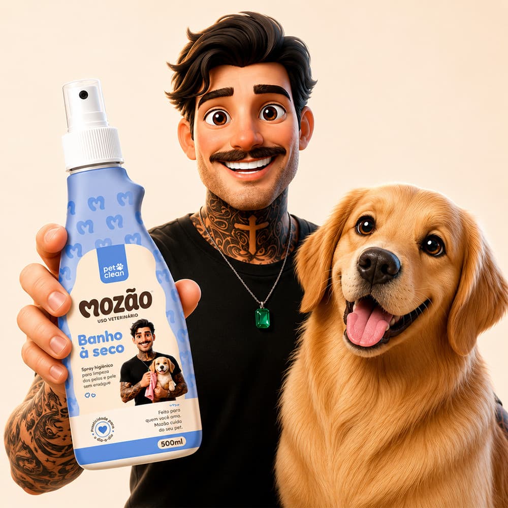 Banho a Seco Spray Sem Enxágue para Cachorro e Gato Pet Clean - 500ml