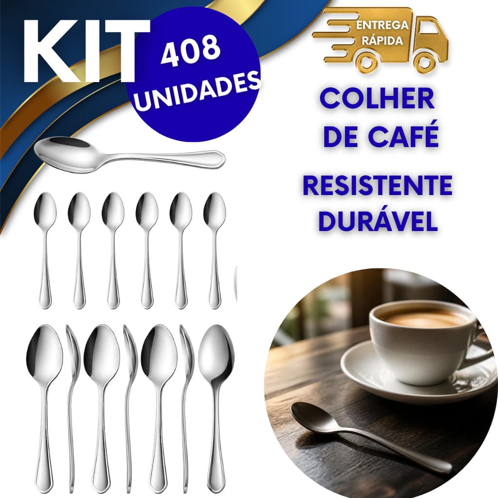 408 COLHERES DE CAFÉ DE AÇO INOXIDÁVEL COLHER DE CAFÉ IDEAL PARA CAFÉ CHÁ SOBREMESA CASA TRABALHO