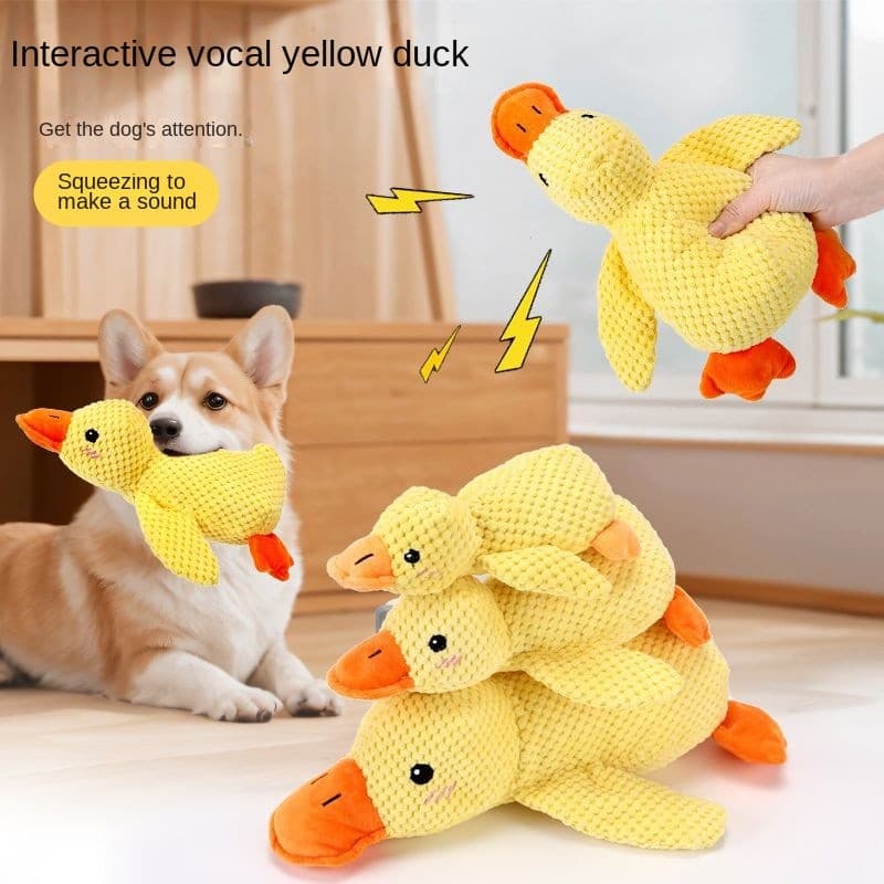 Brinquedo Para Cachorro , De Pelúcia De Pato Amarelo Pequeno , Autoestimulante , Moagem De Dentes E Resistente À Mastiga