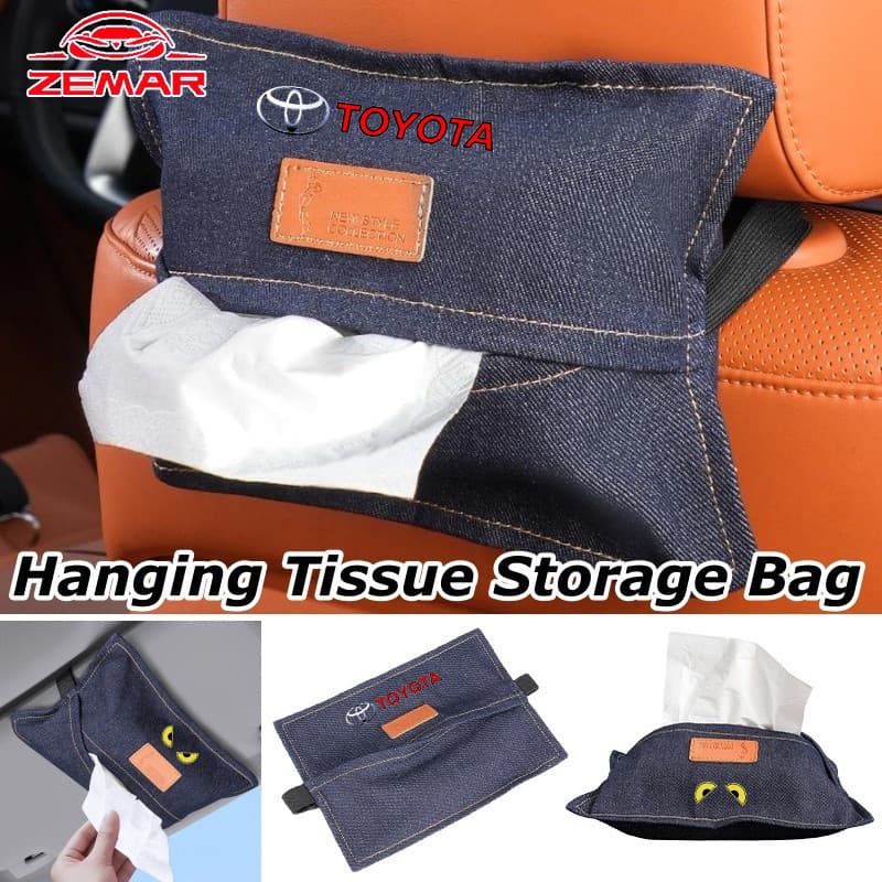 Toyota Denim Saco De Tecido Carro Pára-Sol Pacote Pendurado Tipo Papel Para Corolla Cross Hilux Etios RAV4 Yaris Sedan H