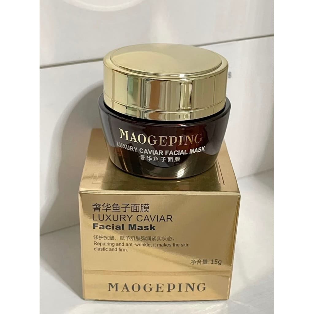 Armário nacional Mao Geping máscara de Caviar de luxo 15g reparação brilho hidratante ficar acordado até tarde máscara d
