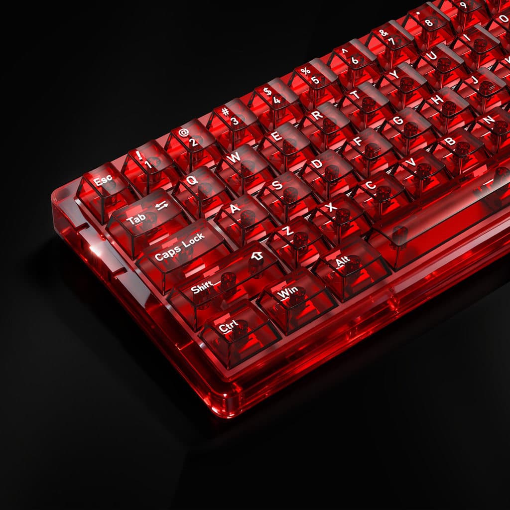 PC Vermelho Completo Transparente Keycap Inglês/Japonês/Rússia/Coreano Botões Multilíngues Transparentes Completos